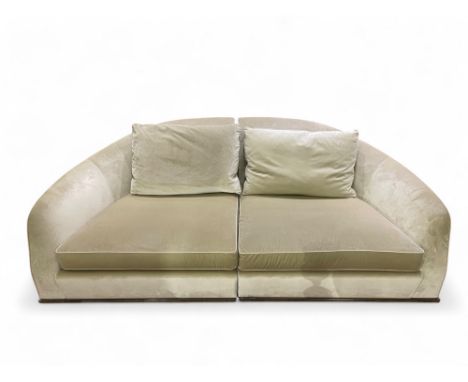 Flexform A large beige velvet sofa&nbsp;  Dimensions: 33 in. (H) x 46 in. (W) x 44 in. (D) 