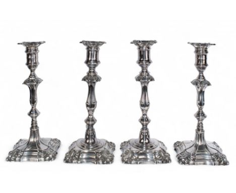 Edinburgh, 1907 A pair of Hamilton &amp; Inches silver candlesticks together with a near silver plate copy  Weight: (silver, 