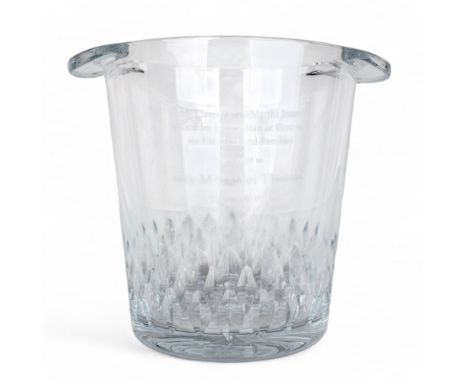 A crystal wine cooler  Inscribed: "The Clarence and Martha Jones Award for Humanitarian Concern for Children and Families / P