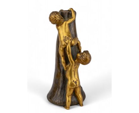 Hans Stoltenberg-Lerche (German, 1867-1920) An Art Nouveau gilt and patinated bronze study of two children climbing Cold pain