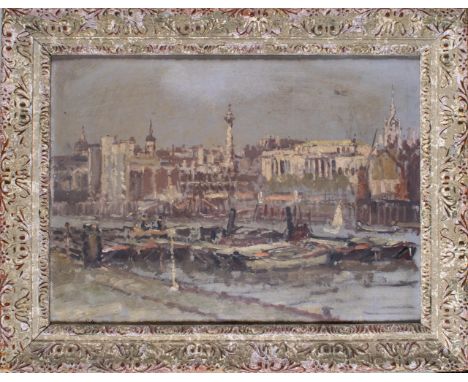 Paul Ayshford Methuen, 4th Baron Methuen (English, 1886-1974) View of the City from Hay's Wharf Oil on board Signed 'Methuen'