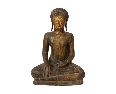 Thailand or Laos 18/19th Century A bronze seated monk (the venerable monk Phra Malai) Gilt bronze This sculpture depicts Phra