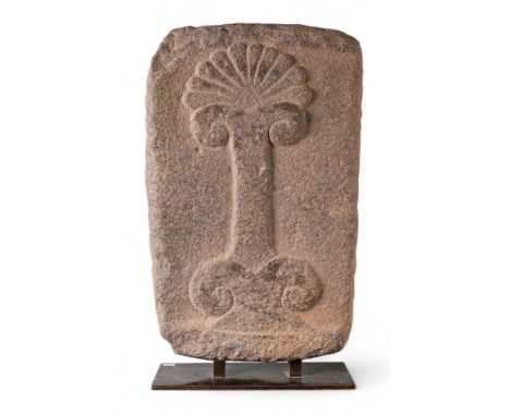 Near Eastern, 10th-9th century BC Stela of a palm tree Basalt on a metal base Provenance: Acquired by the current owner in 19