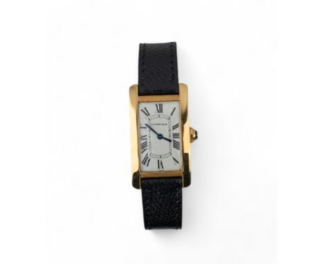 Cartier, Circa 1971 A gentleman's medium-sized 18k Tank Américaine with manual wind movement. The silver dial with black Roma