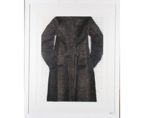 Richard Nott (British, b. 1963) The Overcoat Charcoal&nbsp; Initialled 'RN' lower right  Dimensions: 35 in. (H) x 26 in. (W)
