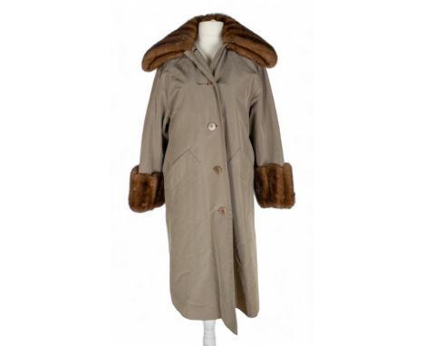 Celine, Paris A vintage silk and cotton coat with mink collar and cuffs, with quilted lining  Size: 38 FR