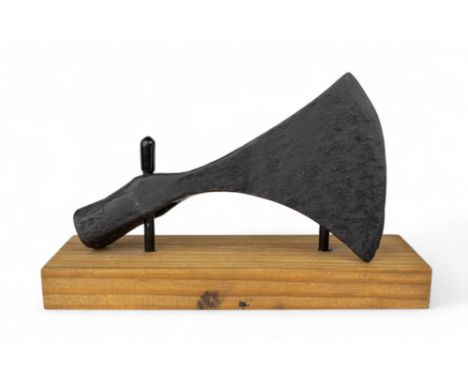 A Viking battle axe Circa 10th-11th century A.D. Iron The blade flaring to a curved cutting edge, hammer extension to rear  P