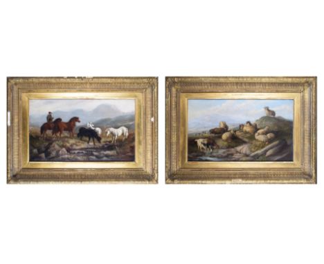 Frederick Brown (British, 1851–1941) A pair of Scottish landscapes [a] Scotch Sheep on the Hillside [b] Highlander and Shetla