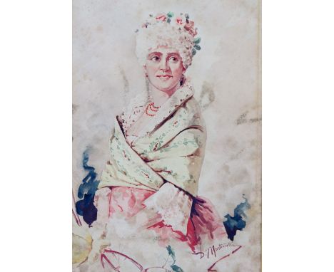 D Martinelli - half length portrait of a young woman, watercolour, signed lower right, 24cm x 17cm, framed (unglazed)