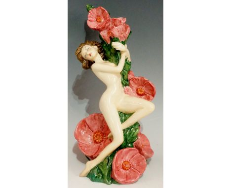 A Carltonware limited edition model of a nude figure amidst flowers and leafage, 25.5cm high, printed mark in black and numbe