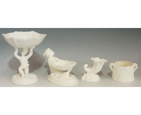 A Royal Worcester mermaid sweetmeat dish modelled with the mermaid holding a shell on oval base, 13.5cm wide, printed mark in