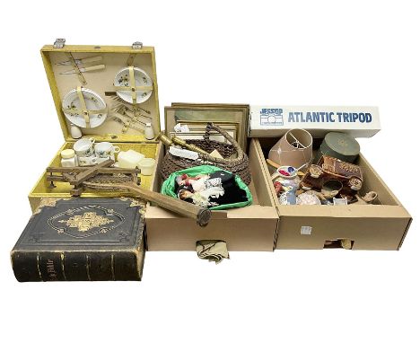 The National Comprehensive Family Bible, coloured and black and white plates, together with Jessop Atlantic tripod, brass can