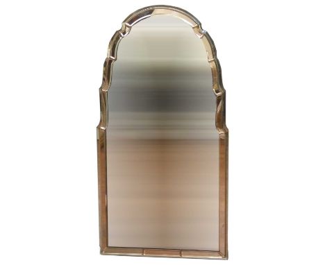 Amber tinted wall mirror, shaped dome, top with plied bevelled glass panels.width 39cm (15"), height 76cm (30")Condition repo