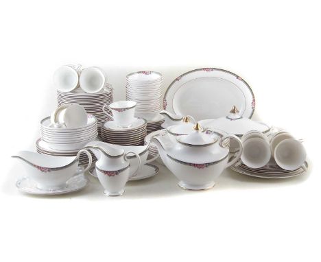 Royal Doulton Orchard Hill tea and dinner service, to include cake plate, teapot, 14 x cups and saucers, 16 x side plates, 14