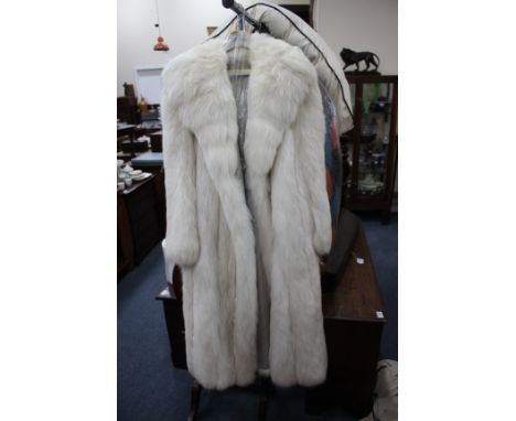 A NORWOOD FURS LONDON WHITE FUR LONG COAT