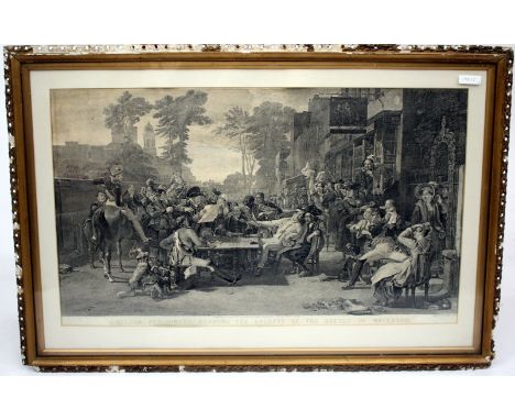 'CHELSEA PENSIONERS READING THE GAZETTE AT THE BATTLE OF WATERLOO', print after Wilkie together with an engraving after Chere
