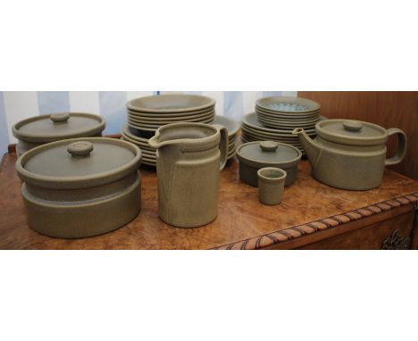 A PART WEDGWOOD 'AQUARIUS' PATTERN POTTERY DINNER SERVICE to include vegetable dishes, butter dish, side plates, soup bowls, 