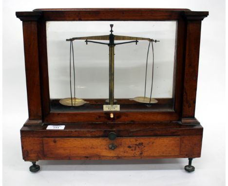 A 19TH CENTURY SET OF BECKERS & SONS, ROTTERDAM, MAHOGANY CASED SCALES 40cm wide