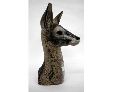 A LLADRO POTTERY BUST of a deer's head, 46cm in height 