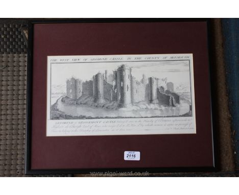 A print, 'The West View of Grosmont Castle in the County of Monmouth', framed and mounted.