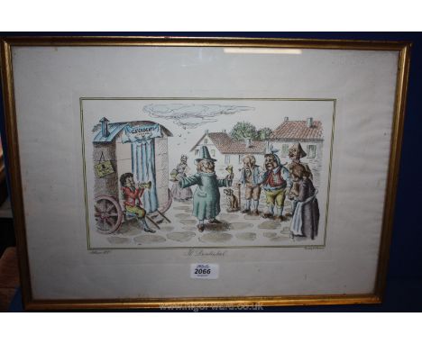 An early 20th c. edition of an earlier Print (mid 1800's) by C.C. Henderson depicting a mobile dentist