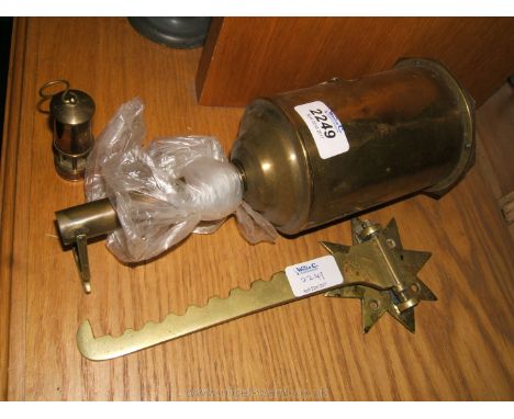 A Brass Spitjack with sway, and miniature brass miner's lamp