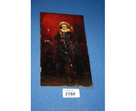 Attributed to Jean Louis Ernest Meissonier (d. 1891), a finely painted 19th century oil on copper portrait of a cavalier. Som