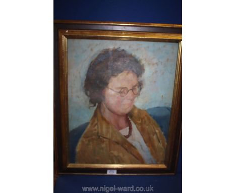 A Portrait of a woman, attributed to Francis E. Jackson in a Royal Academy frame