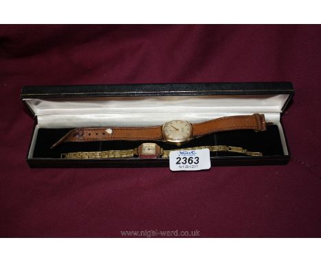 A Gentleman's 9ct cased Rotary Wristwatch and a Ladies gold cased Wristwatch