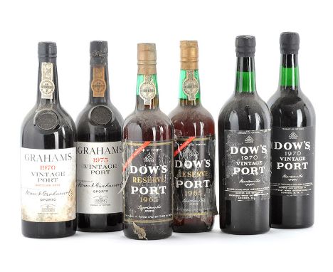 Grahams 1970 Vintage Port, Grahams 1975 Vintage Port, 2x Dows Reserve Port 1965, 2x Dows Vintage Port 1970