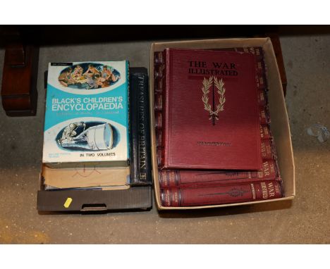 A box of "The War Illustrated" books, Children's Encyclopedia etc.