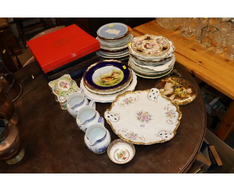 A quantity of 19th Century and later plates, boxed Spode Commemorative plates and other boxes plates; and a German gilt and f