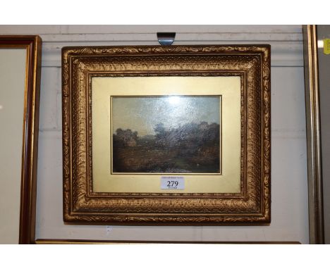 Charles Morris Senior, landscape study together with a signed oil on panel in gilt frame depicting a duck pond near a cottage