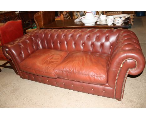 A leather Chesterfield sofa