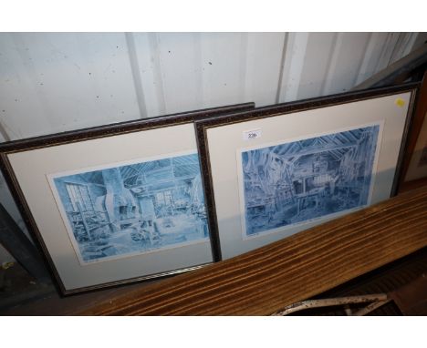 A pencil signed John Western print "The Wheelwright's Shop, The Smithy"