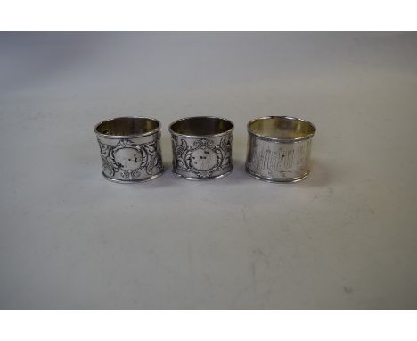 A near pair of Russian .84 oval napkin rings, by BP RP, St Petersburg, decorated cartouche with Sphinx to each side, 5cm and 