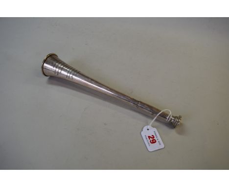 An Edwardian silver hunting horn, by Koller & Son, London 1907, engraved prersentation, 'presented to G H Lambert Esq..., on 