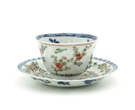 Floral decor, Kangxi Period, saucer is 13 cm. in diameter.
