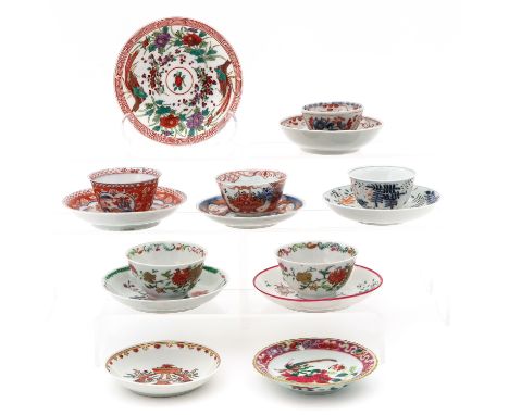 Including 6 cups and 9 saucers, largest saucer is 13 cm. in diameter, in diverse conditions.