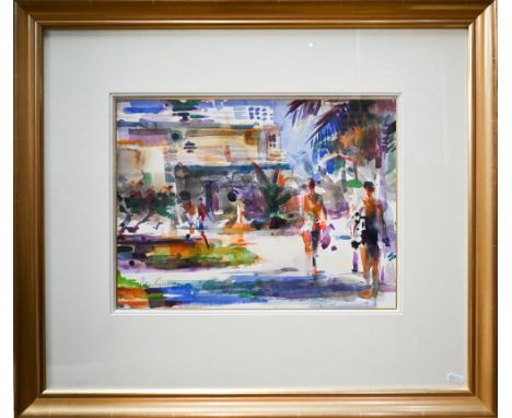 Peter Graham (b 1959) - 'Deco-drive', watercolour on paper, signed lower left, 30 x 40 cmGood condition