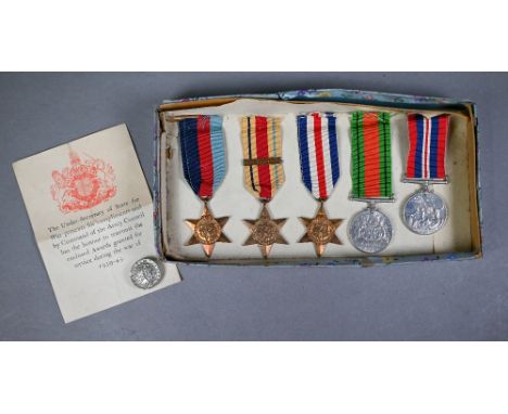 A WWII medal group of five comprising 1939-45 Star; Africa Star, bar 1st Army; France &amp; Germany Star; Defence Medal; 1939