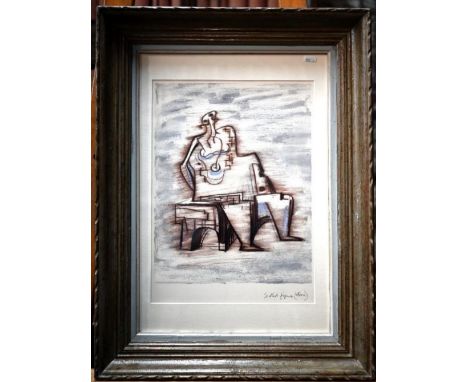 After Henry Moore (1898-1986) - 'Seated figure (stone)', off set lithograph, 43 x 31 cm ARR applicable 