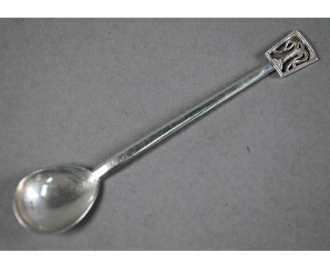 Falcon Studio (Henry George Murphy):&nbsp; Arts &amp; Crafts style spoon with fig bowl and finial pierced with a leek, London
