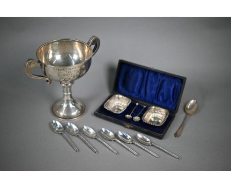 Silver trophy cup with twin handles - Crystal Palace Motorcycle Racing Club - The Newmarket Cup 1928, Alexander Clark &amp; C