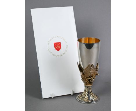Aurum parcel gilt silver St Paul's Cathedral 1981 Royal Wedding Goblet, ltd ed. no. 354/1000, Hector Miller, London 1981, 12o