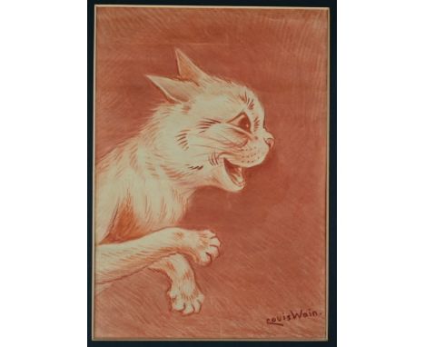 Louis Wain (1860-1939) - Profile study of a happy cat, watercolour, signed lower right, 23 cm x 16 cm h Prov - V&amp;A exhibi