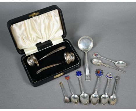 Cased pair of silver toddy ladles, Cooper Brothers &amp; Sons, Sheffield 1928, to/w a Hanoverian pattern butter ladle with sh