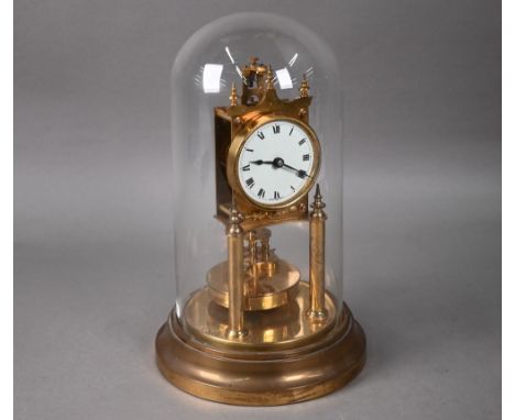 Gustav Becker, a late 19th century lacquered brass framed torsion clock, the white enamel dial with Arabic numerals, raised o