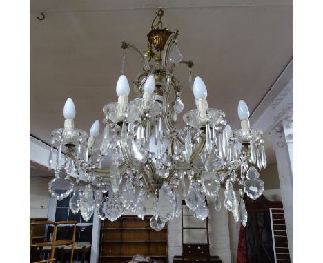 An eight branch chandelier wish glass lustres. W70cm 