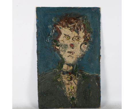 A mid-century style impasto oil on board, portrait study, 61cm x 38cm, unframed 